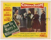 7j027 HOW TO MARRY A MILLIONAIRE LC #3 '53 Mitchell, Marilyn Monroe, Betty Grable & Lauren Bacall!