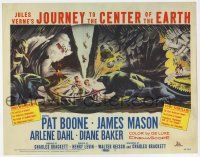 7j354 JOURNEY TO THE CENTER OF THE EARTH TC '59 Jules Verne, cool sci-fi monster art!