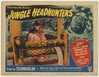 7j359 JUNGLE HEADHUNTERS LC #1 '51 wild shrunken head border art, Amazon voodoo documentary!
