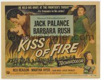 7j382 KISS OF FIRE TC '55 Jack Palance held his knife at the frontier's throat, sexy Barbara Rush!