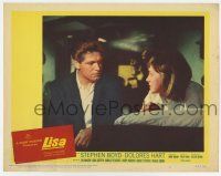 7j415 LISA LC #2 '62 close up of Stephen Boyd looking at pretty Dolores Hart, The Inspector!