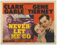 7j527 NEVER LET ME GO TC '53 romantic close up of Clark Gable & sexy Gene Tierney, Delmer Daves!