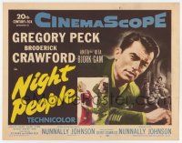 7j534 NIGHT PEOPLE TC '54 great close image of military soldier Gregory Peck in uniform!
