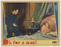 7j551 OH, FOR A MAN LC '30 thief Reginald Denny with gun by opera star Jeanette MacDonald in bed!