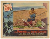 7j612 PHANTOM FROM 10,000 LEAGUES LC #4 '56 Kent Taylor talks to sexy blonde in swimsuit on beach!