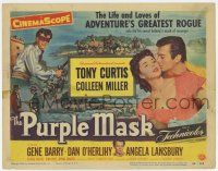 7j636 PURPLE MASK TC '55 masked avenger Tony Curtis as adventure's greatest rogue, Colleen Miller!