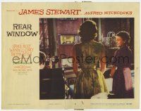 7j657 REAR WINDOW LC #2 '54 Alfred Hitchcock, Jimmy Stewart, Grace Kelly & Ritter look out window!