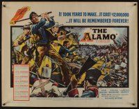 7k434 ALAMO 1/2sh '60 Brown art of John Wayne & Richard Widmark in the Texas War of Independence!