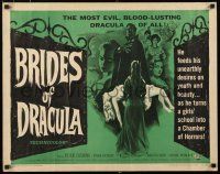 7k459 BRIDES OF DRACULA 1/2sh '60 Terence Fisher, Hammer, Peter Cushing as Van Helsing!