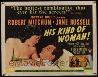 7k552 HIS KIND OF WOMAN style A 1/2sh '51 Robert Mitchum, sexy Jane Russell, Howard Hughes!