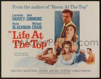 7k589 LIFE AT THE TOP 1/2sh '66 art of Laurence Harvey with sexy Jean Simmons & Honor Blackman!