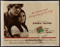 7k600 LOVE STORY 1/2sh '70 great romantic close up of Ali MacGraw & Ryan O'Neal!