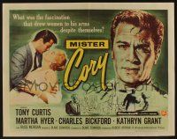 7k646 MISTER CORY style A 1/2sh '57 art of pro poker player Tony Curtis & kissing sexy Martha Hyer!