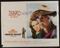 7k653 MONTE WALSH 1/2sh '70 super close up of cowboy Lee Marvin & pretty Jeanne Moreau!