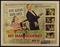 7k674 MY MAN GODFREY style A 1/2sh '57 art of June Allyson & butler David Niven!