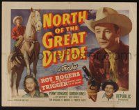7k689 NORTH OF THE GREAT DIVIDE style A 1/2sh '50 great art of cowboy Roy Rogers + riding on Trigger