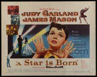 7k775 STAR IS BORN 1/2sh '54 great close up art of Judy Garland, James Mason, classic!