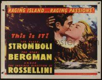 7k781 STROMBOLI 1/2sh '50 Ingrid Bergman, directed by Roberto Rossellini, cool volcano art!