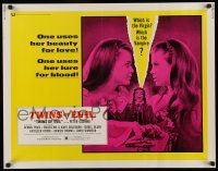 7k828 TWINS OF EVIL 1/2sh '72 one uses her beauty for love, one uses her lure for blood, vampires!