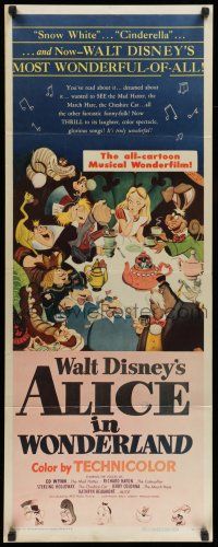 7k010 ALICE IN WONDERLAND insert '51 Walt Disney Lewis Carroll classic, wonderful art!