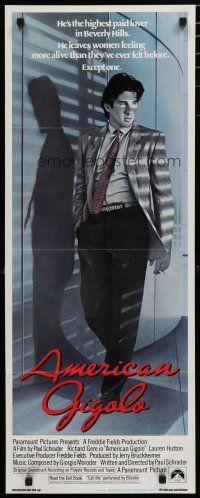 7k014 AMERICAN GIGOLO int'l insert '80 handsomest male prostitute Richard Gere is framed for murder!