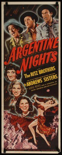 7k019 ARGENTINE NIGHTS insert '40 The Ritz Brothers, The Andrews Sisters, art of sexy showgirls!