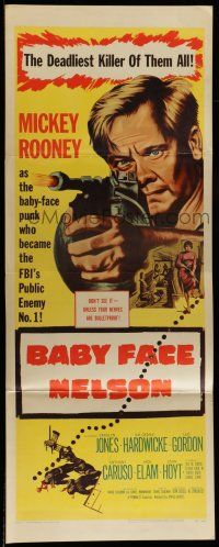 7k022 BABY FACE NELSON insert '57 great art of Public Enemy No. 1 Mickey Rooney w/tommy gun!
