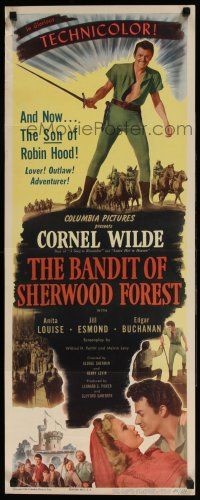 7k028 BANDIT OF SHERWOOD FOREST insert '45 great full-length image of Cornel Wilde wearing tights!