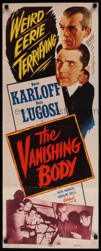 7k034 BLACK CAT insert R53 Boris Karloff, Bela Lugosi, The Vanishing Body, weird & terrifying!