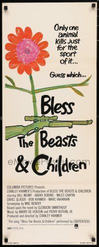 7k038 BLESS THE BEASTS & CHILDREN insert '71 Stanley Kramer, only one animal kills for sport!