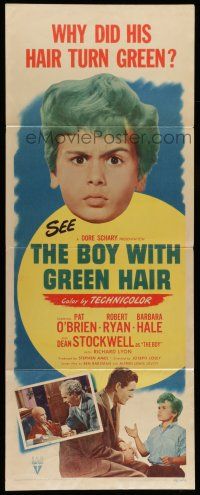 7k044 BOY WITH GREEN HAIR insert '48 huge headshot of Dean Stockwell, a kid who wants to end war!