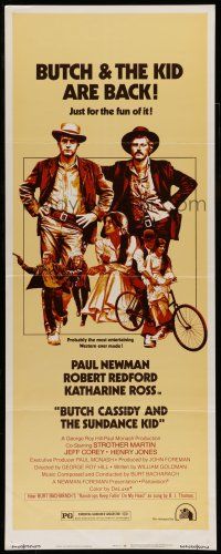 7k048 BUTCH CASSIDY & THE SUNDANCE KID insert R73 Paul Newman, Robert Redford,back for the fun of it