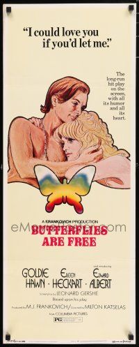 7k049 BUTTERFLIES ARE FREE insert '72 art of would-be lovers Goldie Hawn & blind Edward Albert!
