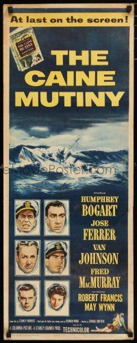 7k050 CAINE MUTINY insert '54 art of Humphrey Bogart, Jose Ferrer, Van Johnson & Fred MacMurray!