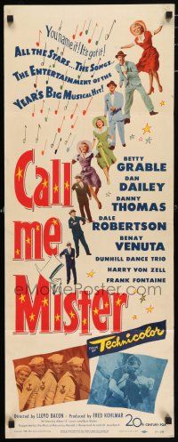 7k052 CALL ME MISTER insert '51 Betty Grable, Dan Dailey & cast, you name it, it's got it!