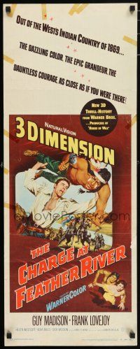 7k058 CHARGE AT FEATHER RIVER 3D insert '53 great 3-D art of Guy Madison throwing Native American!
