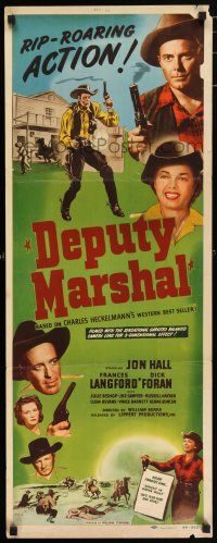 7k075 DEPUTY MARSHAL insert '49 cowboys Jon Hall & Dick Forward + pretty Frances Langford!