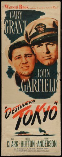 7k079 DESTINATION TOKYO insert '43 Cary Grant & John Garfield in World War II, Delmer Daves!