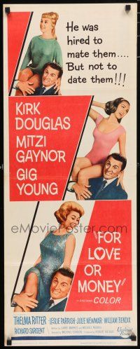7k108 FOR LOVE OR MONEY insert '63 Kirk Douglas, sexy Mitzi Gaynor, Julie Newmar & Leslie Parrish