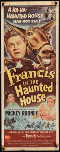 7k113 FRANCIS IN THE HAUNTED HOUSE insert '56 wacky art of Mickey Rooney with the talking mule!