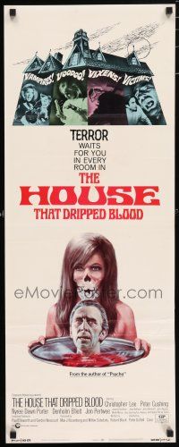 7k154 HOUSE THAT DRIPPED BLOOD insert '71 Christopher Lee, Peter Cushing, terror waits for you!