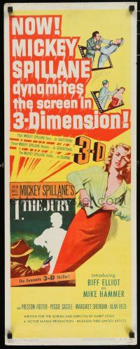 7k159 I, THE JURY 3D insert '53 Mickey Spillane, great images of sexy girl stripping!
