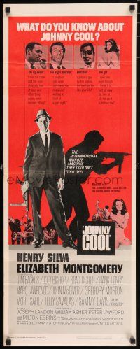 7k172 JOHNNY COOL insert '63 Henry Silva, sexy Bewitched star Elizabeth Montgomery in film noir!