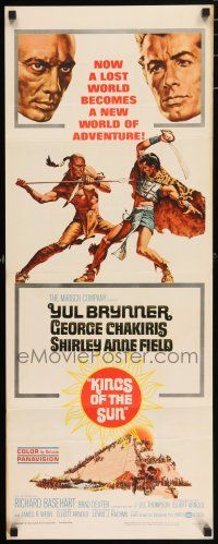 7k183 KINGS OF THE SUN insert '63 art of Yul Brynner with spear fighting George Chakiris!