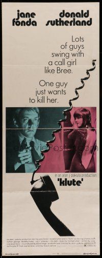 7k184 KLUTE insert '71 Donald Sutherland helps intended murder victim & call girl Jane Fonda!