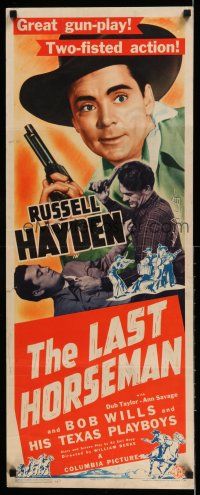 7k191 LAST HORSEMAN insert '44 Russell Hayden's most thrilling picture!