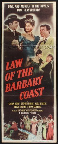 7k194 LAW OF THE BARBARY COAST insert '49 sexy Gloria Henry, Stephen Dunne, casino gambling