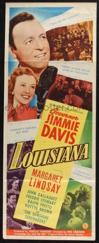 7k208 LOUISIANA insert '47 Governor Jimmie Davis & pretty Margaret Lindsay!