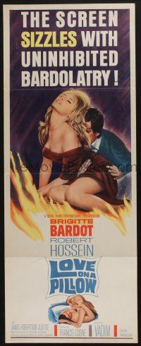 7k211 LOVE ON A PILLOW insert '64 sexy Brigitte Bardot, the screen sizzles with Bardolatry!