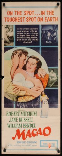 7k217 MACAO insert '52 Josef von Sternberg, best art of Robert Mitchum & sexy Jane Russell!
